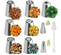 Punta russa per piping, 10 Pz fiori per torte ugelli per decorare torte russe Acciaio Inox beccucci in Acciaio Inox Ugelli Decorazione Torta per DIY Cupcakes Dessert (A)