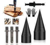 Punta Spaccalegna per Trapano, 32mm+42mm Cono per Vite Spaccalegna con 4 Manici per Trapano, spaccalegna Cono di Legno, trapano perTaglialegna Casa
