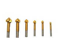 Punta svasata con codolo esagonale, Set di 6 punte for trapano con smusso HSS a 3 taglienti, 90 gradi, oro argento,3-20,5 mm(Golden)