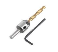 Punta Trapano in Acciaio al Carbonio con Svasatore in Acciaio 45#, Alesatore Carpenteria con L Chiave Esagonale per Lavorazione Legno(5mm)