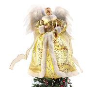 Puntale Albero Di Natale Angelo, 32cm Angelo Per Albero Di Natale Led Puntale Albero Natali Luminoso con Ali e Gonna Decorazione Natalizia Bella Decorazione Natalizia