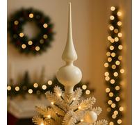 Puntale Albero di Natale Bianco Lana, Elegante Decorazione per la Cima dell'Albero, Stile Raffinato e Moderno per le Festività Natalizie 26cm - Varzi dal 1956