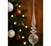 Puntale Albero Di Natale In Vetro Trasparente - Decorazione Elegante E Raffinata Per Alberi Natalizi 48cm