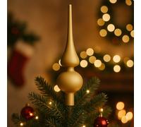 Puntale Albero di Natale Oro Opaco, Elegante Decorazione per la Cima dell'Albero, Stile Raffinato e Moderno per le Festività Natalizie 26cm - Varzi dal 1956