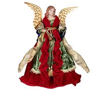 puntale albero natale angelo a forma di angelo, 45cm, rosso e verde Angelo albero di Natale in alto, per decorazioni albero di Natale