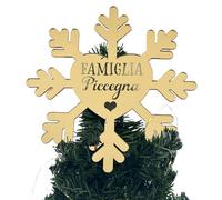 PUNTALE ALBERO NATALE IN PLEXIGLASS ORO O ARGENTO - FIOCCO DI NEVE - DECORAZIONE NATALIZIA PERSONALIZZATA