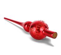 Puntale Albero Natale in Vetro, Cima Punta Albero di Natale Rosso, 26cm, Vetro Soffiato a Mano, Lucido ed Elegante