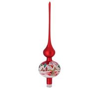 Puntale Albero Natale rosso case e alberi