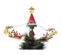 Puntale con slitte babbo natale renne pupazzo di neve rotante albero di natale