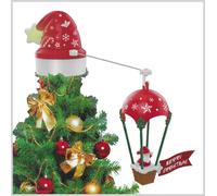 PUNTALE CON STELLA LUMINOSA E MONGOLFIERA BABBO NATALE CON MUSICHE NATALIZIE