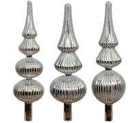 Puntale in vetro argento con glitter 31cm 1 pezzo