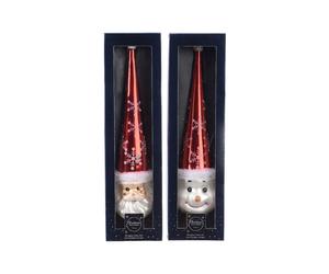 PUNTALE IN VETRO BABBO NATALE O PUPAZZO DI NEVE 30CM KAEMINGK ASS PREZZO CAD