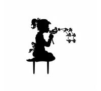 Puntale moderno in metallo, sagoma ragazza, decorazione da giardino
