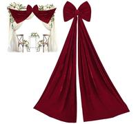 Puntale Natale Con - In Velluto Rosso 70x15,7 Pollici | Decorazione Grandi Fiocchi Per Albero Di Natale | Per Feste, Matrimoni, Pareti, Stanze, Finestre, Interni Ed Esterni, Cas