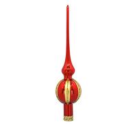 Puntale ornamentale (26x6cm) in vetro soffiato e decorato a mano per albero di Natale, rosso/oro