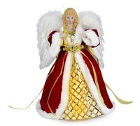 Puntale per albero d'angelo 11.8 Statuette di angeli di Natale rossi in piedi con di piume e strumento musicale in mano per la casa, ornamento per le vacanze invernali
