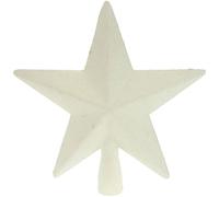 Puntale per albero di Natale 19 x 18 cm con glitter discreti. Colore: bianco - puntale per albero di Natale a forma di stella.