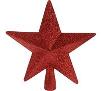 Puntale per albero di Natale 19 x 18 cm con glitter discreti. Colore: rosso - puntale per albero di Natale a forma di stella.