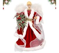 Puntale per albero di Natale a forma di angelo, decorazione per albero di Natale, con bianche