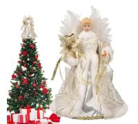 Puntale per albero di Natale a forma di angelo delicato ed elegante | Angelo Treetop Figurine per Home Party Wedding Natale Decor E