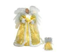 Puntale per albero di Natale a forma di angelo illuminato | Statuetta a forma di angelo in tessuto con luce luminosa, per decorare l'albero di Natale, riunioni, feste, salotti
