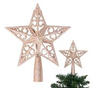 Puntale per albero di Natale a forma di stella con glitter oro rosa 14,5 cm infrangibile per decorazioni albero di Natale Natale cima dell'albero corona dell'albero ornamento per le feste