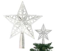 Puntale per albero di Natale a forma di stella glitterata, 14,5 cm, infrangibile, per decorazioni per albero di Natale, albero di Natale, corona, ornamento per le vacanze