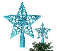 Puntale per albero di Natale a forma di stella glitterata blu ghiaccio da 14,5 cm, infrangibile, per decorazioni per albero di Natale, albero di Natale, corona e ornamento per le vacanze