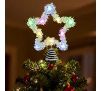 Puntale per albero di Natale a forma di stella LED con punta illuminata, colorato