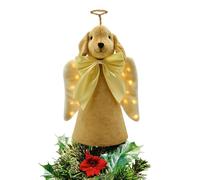 Puntale Per Albero Di Natale - Angelo Cane 18x12x30 Cm Con Decorazioni Per La Casa | Topper Luminoso A LED | Topper Per Albero Di Natale Dorato, Decorazioni Natalizie Per Soggiorno, Ufficio, Cami