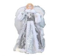 Puntale per albero di Natale, angelo con ali di piume bianche, decorazione per albero di Natale, decorazione per la casa e le vacanze, ornamento invernale