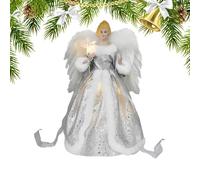 Puntale per albero di Natale, angelo con luci a LED, 30,5 cm, angelo di Natale, cima dell'albero di Natale, ricordo dell'angelo di Natale, elegante angelo di Natale