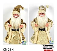 PUNTALE PER ALBERO DI NATALE CM 28 H BABBO NATALE COLORE ORO