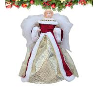 Puntale Per Albero Di Natale Con Angelo - 30 Cm, Statuetta Sulla Cima 'albero Di Natale Con Angelo | Fata Topper Per Albero Di Lusso In Tessuto Oro Rosso, Decorazioni Ornamentali Per La Casa, Le V