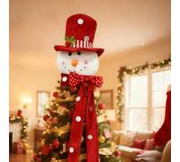 Puntale per albero di Natale, grande pupazzo di neve in peluche, con sciarpa, decorazioni per alberi di Natale, forniture per albero di Natale, decorazioni per feste invernali per la casa nel paese