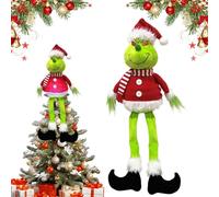 Puntale per albero di Natale Grinch, XiXiRan 65 * 26cm Decorazione per albero di Natale Grinch, Puntale per alberodi Natalizie con luce, Decorazioni Natalizie di Peluche Grinch