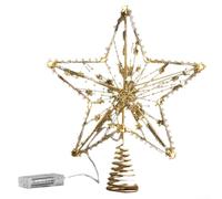 Puntale per albero di Natale in metallo dorato, glitterato, puntale a stella in filo metallico, per decorare l'albero di Natale (25 perline dorate)
