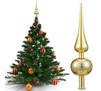 Puntale per Albero di Natale Oro 24 cm - Cima Albero di Natale Scintillante in Plastica, Leggera e Resistente, Decorazione Elegante per Alberi Natalizi Artificiali o Veri - Christmas Tree Topper per D