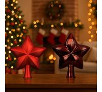 Puntale per Albero di Natale Rosso Scuro a Forma di Stella 17cm, 2 Varianti, Finitura Lucida o Opaca per un Elegante Tocco Natalizio - Varzi dal 1956