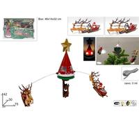 Puntale per Albero di Natale rotante Slitta Babbo Natale Luce e Musica, USB