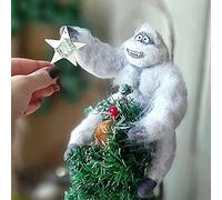 Puntale per albero di Natale, stile vintage, fatto a mano, con pupazzo di neve in feltro per il paese delle meraviglie invernale, decorazioni natalizie