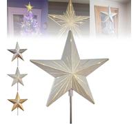 Puntale per albero di pan di zenzero con notte stellata, stella in resina a 5 punti con timer automatico, decorazioni magiche per albero di Natale, elegante e abbagliante stella per decorazioni per la
