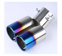 Puntale Per Marmitta Di Scarico Automatico Tondo Piegato In Acciaio Inossidabile, 1 A 2 Tubi Doppi, Rivestimento Della Gola Posteriore Modificato Terminale Di Coda(Blu)