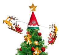 Puntale Rotante per Albero di Natale Girevole con 2 Slitte Punta con Luci e Suon