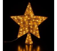 Puntale Stella LED a Batteria h. 35 cm in Ferro e Corda di Canapa, Xmas
