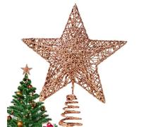 Puntale Stella per Albero di Natale,Decoration Christmas Tree Topper Glitterata Star,Christmas Tree LED Stella per Albero Top Star Puntale per Natale Festival Party（oro rosa）