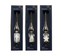 Puntale Vetro H31cm D8cm Lucidoe Glitter 1pz. Silver/white