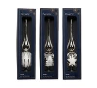 Puntale Vetro H31cm D8cm Lucidoe Glitter 1pz. Silver/white