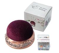 Puntaspilli a forma di mezza palla vintage per spilli da cucito con base in metallo, anti-goccia, supporto per spilli vintage per attrezzi artigianali in stile corte