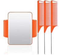 Puntaspilli magnetico da polso da cucito e da polso, con 3 pezzi, pettine a coda di topo in acciaio inox, per cucito, cucito quotidiano a mano (arancione)